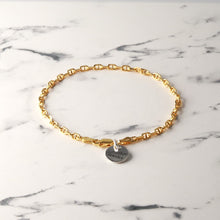 画像をギャラリービューアに読み込む, F.H.シルバーブレスレット(アンカーチェーン ゴールドコーティング 3mm):#B016GP-19cm
