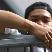 画像をギャラリービューアに読み込む, F.H.シルバーブレスレット(アンカーチェーン ゴールドコーティング 3mm):#B016GP-19cm