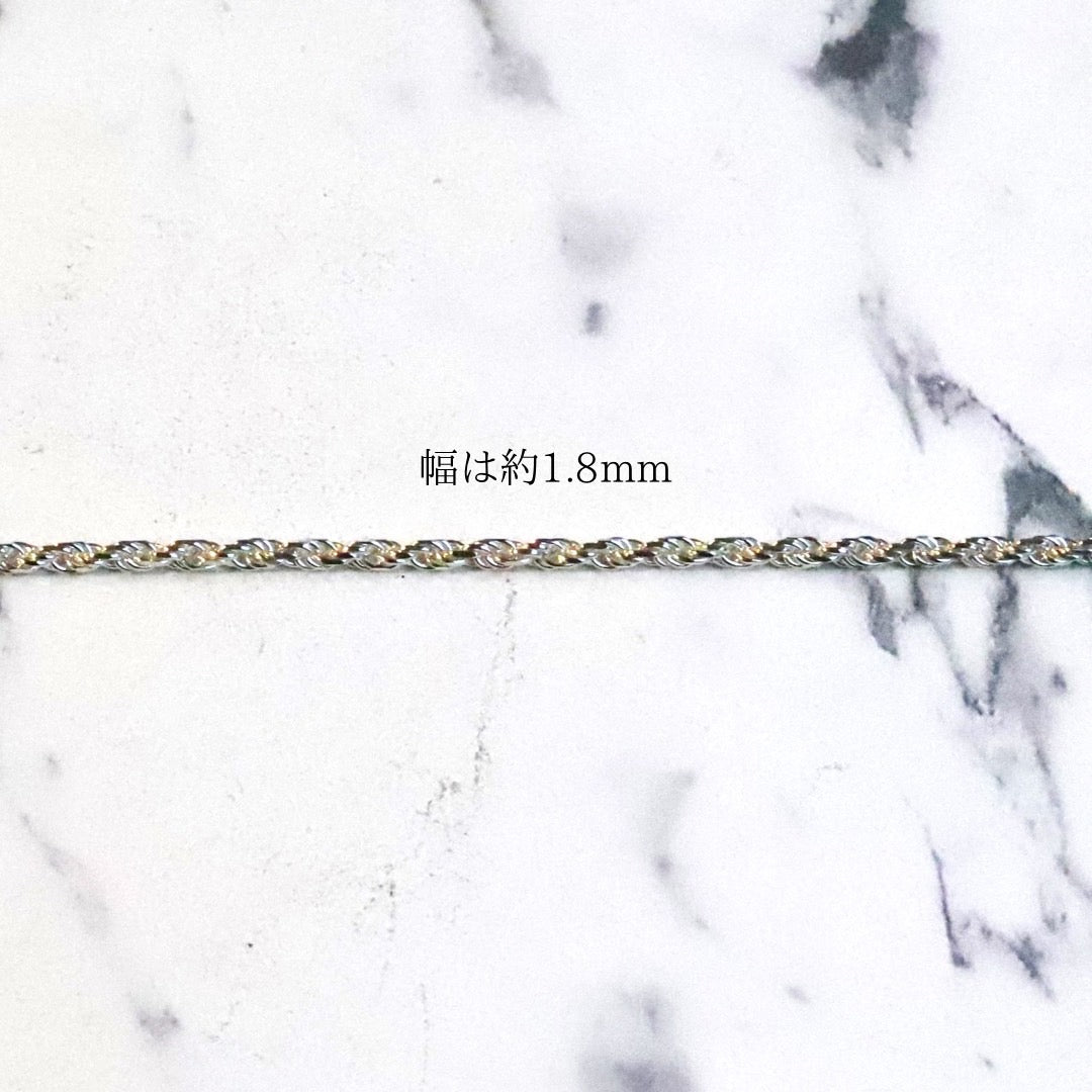 【手元に馴染む繊細な輝き】F.H. シルバーブレスレット(ロープチェーン 1.8mm):#B038-19cm