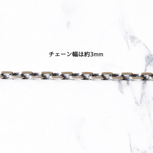 【カニカンが大きく着けやすい】F.H. シルバーネックレス(4面カットあずきチェーン 3mm):#N019-50cm