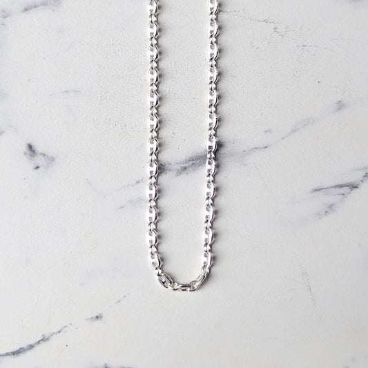 【優しく見せてくれる】F.H. シルバーネックレス(マリーナチェーン 2.5mm):#N044-50cm