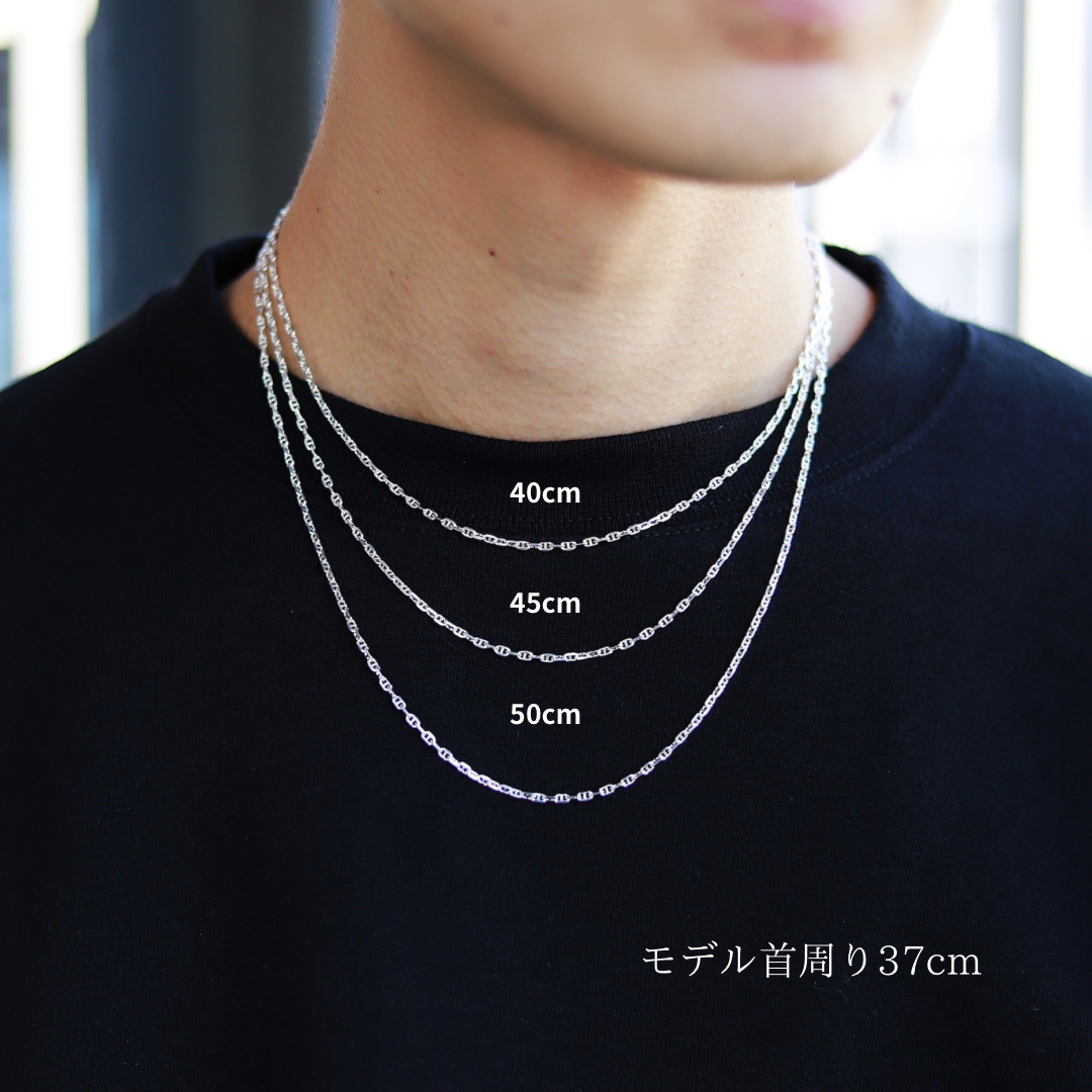 F.H. シルバーネックレス(アンカーチェーン2mm):#N048−45cm
