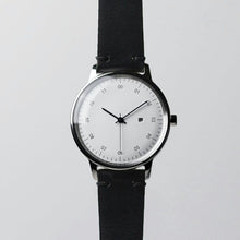 画像をギャラリービューアに読み込む, 【正規取扱店】sazare : SK01 / SS SILVER MIRROR FINISH / WHITE DIAL / SILVER D BUCKLE BLACK BUTTERO LEATHER

