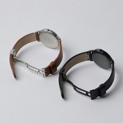 【正規取扱店】sazare : SK01 / SS SILVER MIRROR FINISH / WHITE DIAL / SILVER D BUCKLE BLACK BUTTERO LEATHER