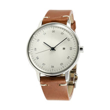 画像をギャラリービューアに読み込む, 【正規取扱店】sazare : SK01 / SS SILVER MIRROR FINISH / WHITE DIAL / SILVER D BUCKLE LIGHT BROWN BUTTERO LEATHER
