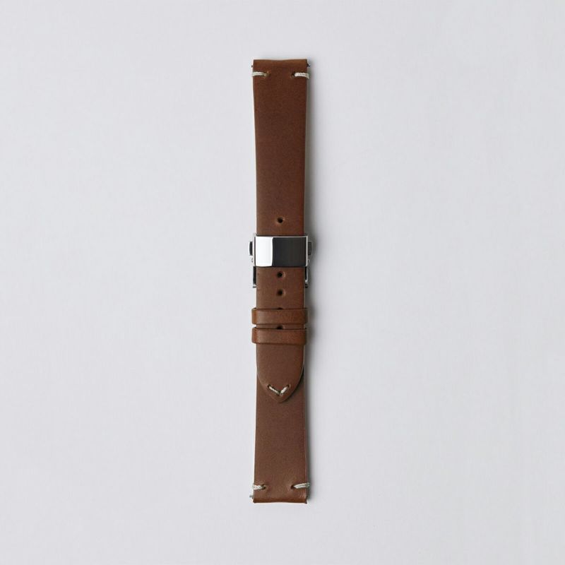 【正規取扱店】sazare : SK01 / SS SILVER MIRROR FINISH / WHITE DIAL / SILVER D BUCKLE LIGHT BROWN BUTTERO LEATHER