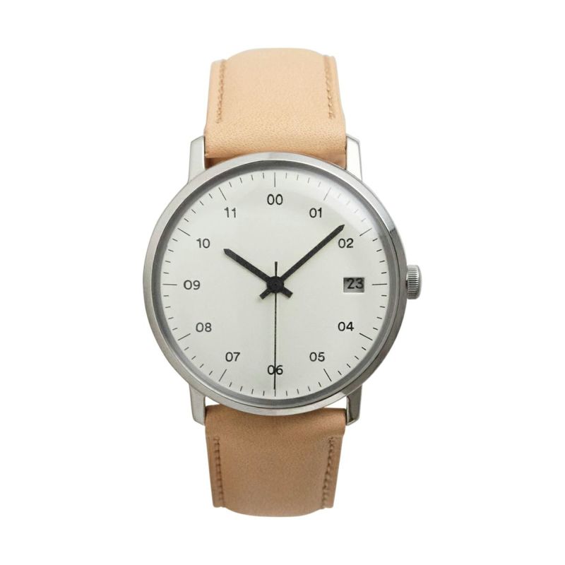 【正規取扱店】sazare : SK02 / SS SILVER MIRROR FINISH / WHITE DIAL / NUME LEATHER