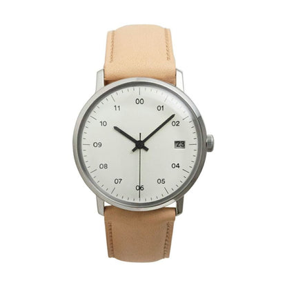 【正規取扱店】sazare : SK02 / SS SILVER MIRROR FINISH / WHITE DIAL / NUME LEATHER