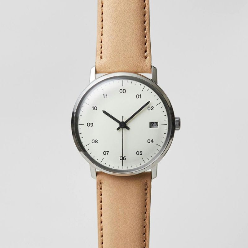 【正規取扱店】sazare : SK02 / SS SILVER MIRROR FINISH / WHITE DIAL / NUME LEATHER