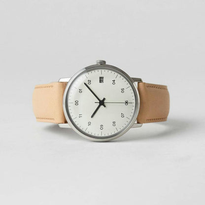 【正規取扱店】sazare : SK02 / SS SILVER MIRROR FINISH / WHITE DIAL / NUME LEATHER