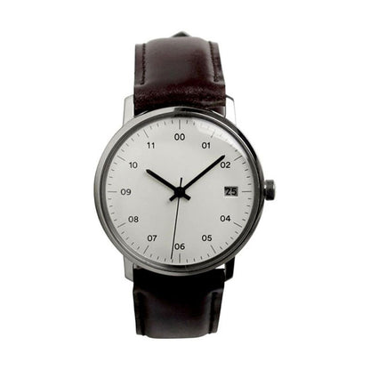 【正規取扱店】sazare : SK02 / SS SILVER MIRROR FINISH / WHITE DIAL / BROWN CORDOVAN LEATHER