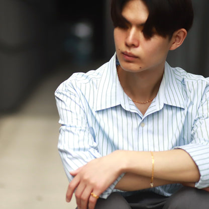 F.H. シルバーネックレス（アンカーチェーン ゴールドコーティング 3mm）：＃N018GP-45cm