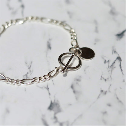 【彼の手元を上品に】F.H. シルバーブレスレット（フィガロチェーン4mm）：#B027-19cm