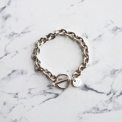 【使うほどに深まる風合い】F.H. シルバーブレスレット（サークルリンクチェーン 7mm）：#B012-19cm