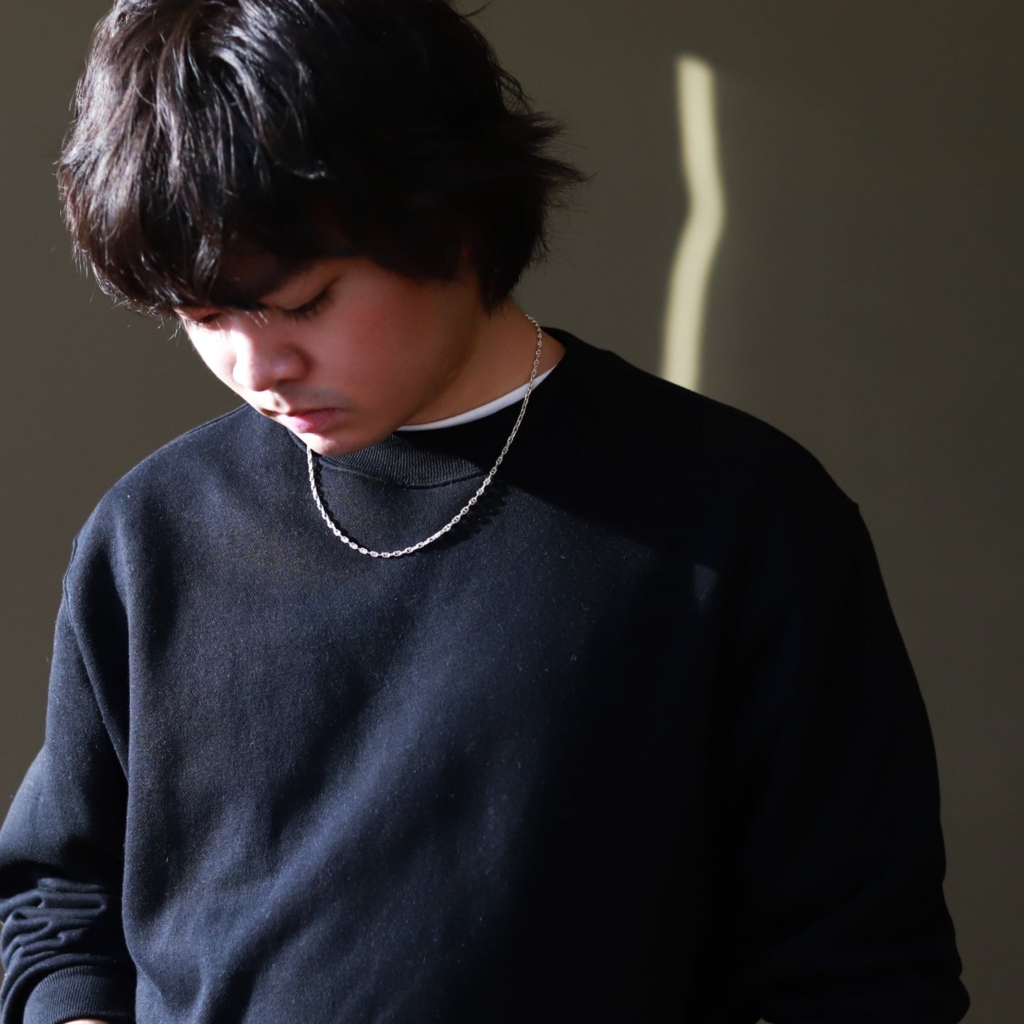 【大切な方へのプレゼントにも】F.H. シルバーネックレス（アンカーチェーン 3mm）：#N018-50cm