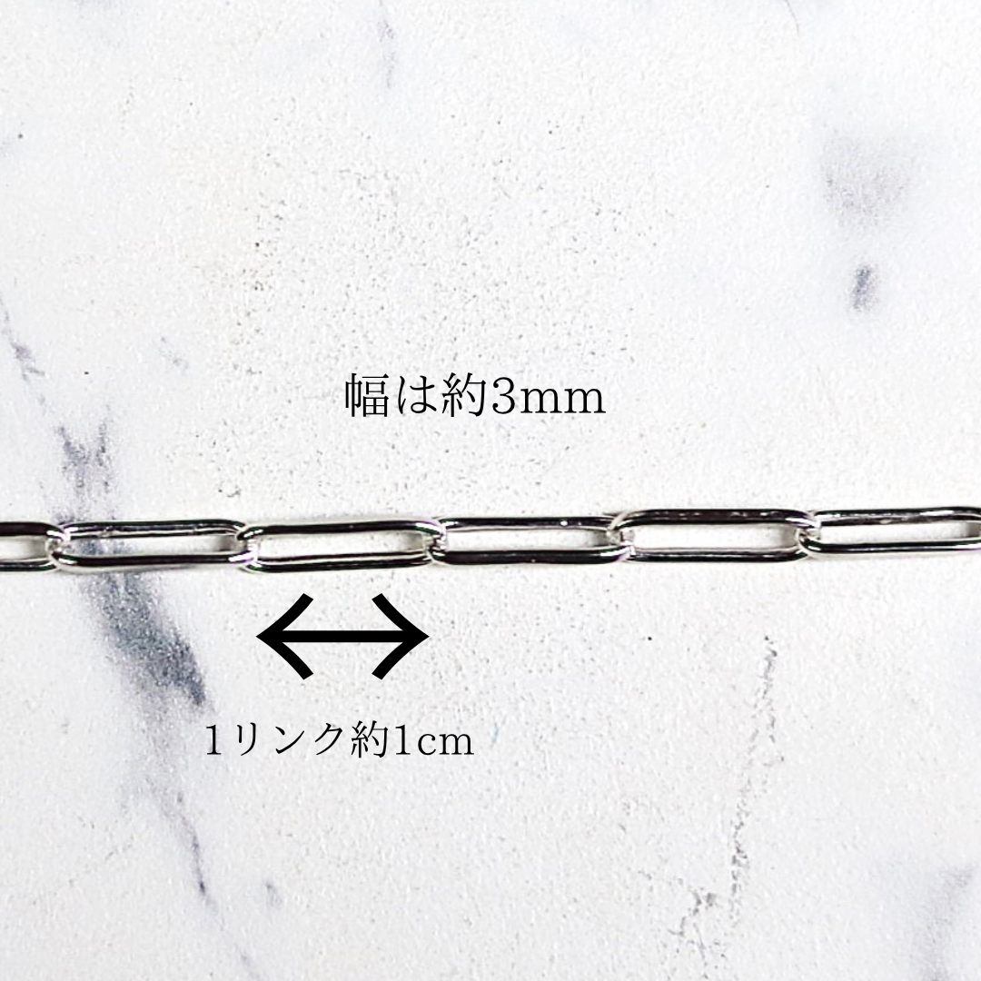 F.H. シルバーネックレス（平長あずきチェーンネックレス）：#N049−45cm