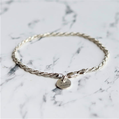 【大人の手元にちょうどいい1本】F.H. シルバーブレスレット（ロープチェーン 2.5mm）：#B026-19cm