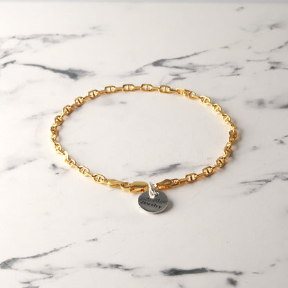 F.H.シルバーブレスレット（アンカーチェーン ゴールドコーティング 3mm）：#B016GP-19cm