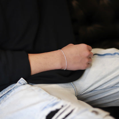 【手元に馴染む繊細な輝き】F.H.  シルバーブレスレット（ロープチェーン 1.8mm）：#B038-19cm