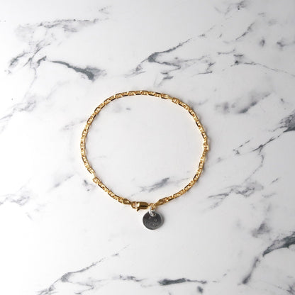 F.H.シルバーブレスレット（アンカーチェーン ゴールドコーティング 3mm）：#B016GP-19cm