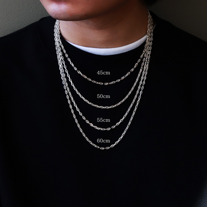 【短めの45cm】F.H. シルバーネックレス（アンカーチェーン 3mm）：＃N018-45cm