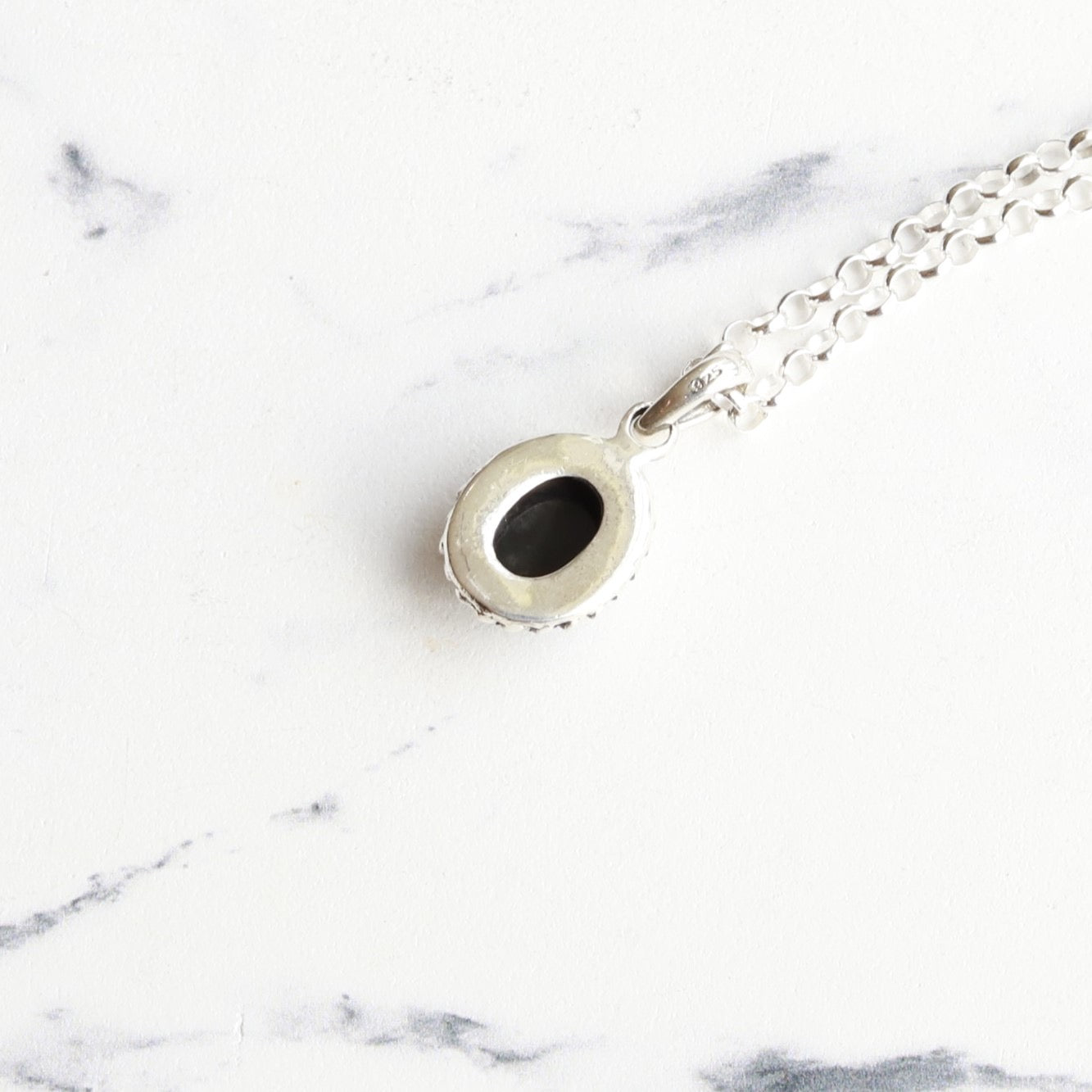 F.H. シルバーネックレス（オニキス ペンダンド）：＃N040-ONX-50cm