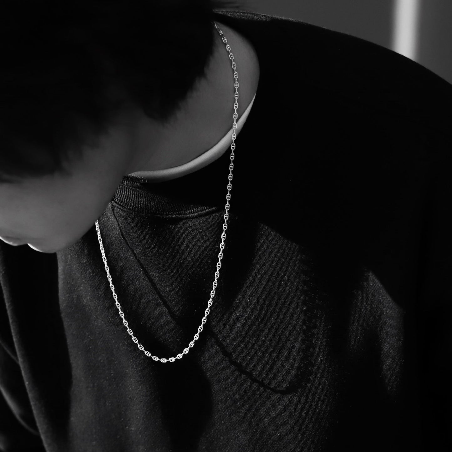 【長めに着けたい方に】F.H. シルバーネックレス（アンカーチェーン 3mm）：＃N018-60cm