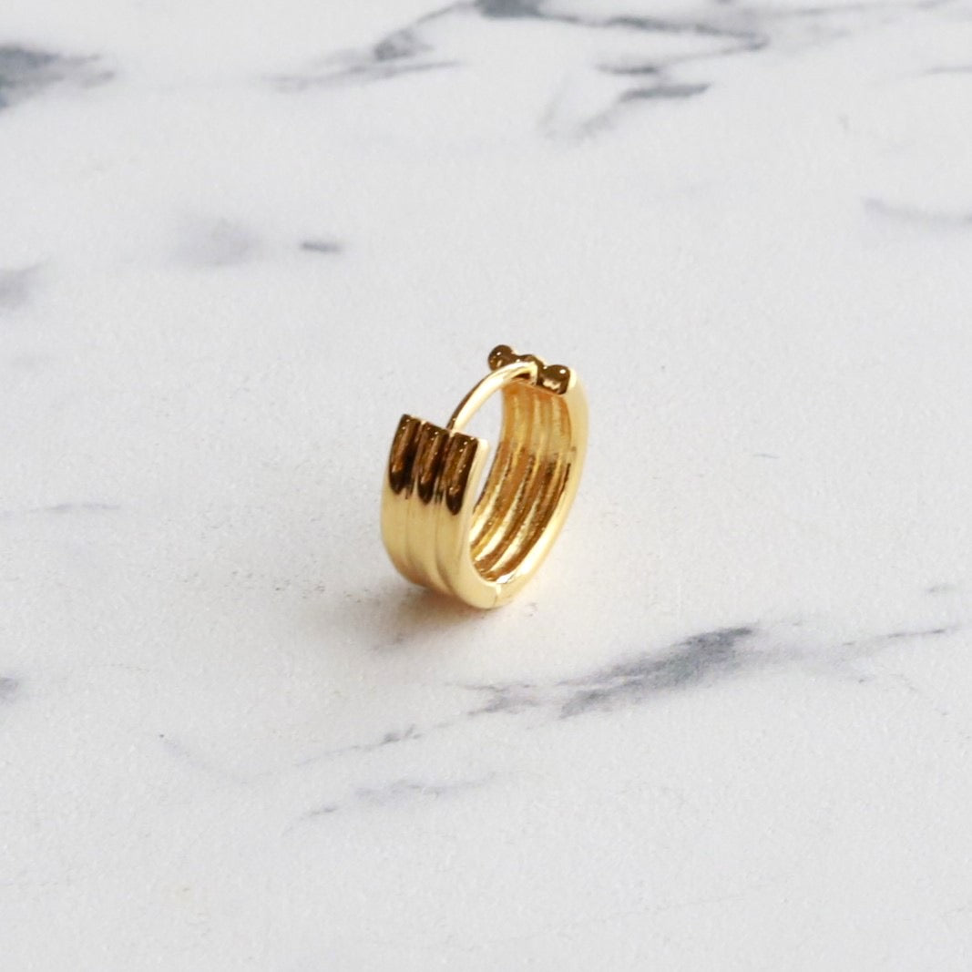 F.H. シルバーピアス（スリーリングフープ ゴールドコーティング）：#E048GP