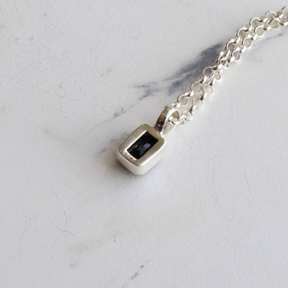 F.H. シルバーネックレス（レクタングルオニキス ペンダント）：＃N041-ONX-50cm