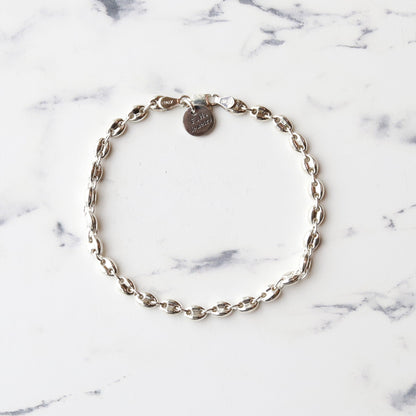 【手首回り大きい方に】F.H. シルバーブレスレット（オーバルアンカーチェーン）：#B036-21cm