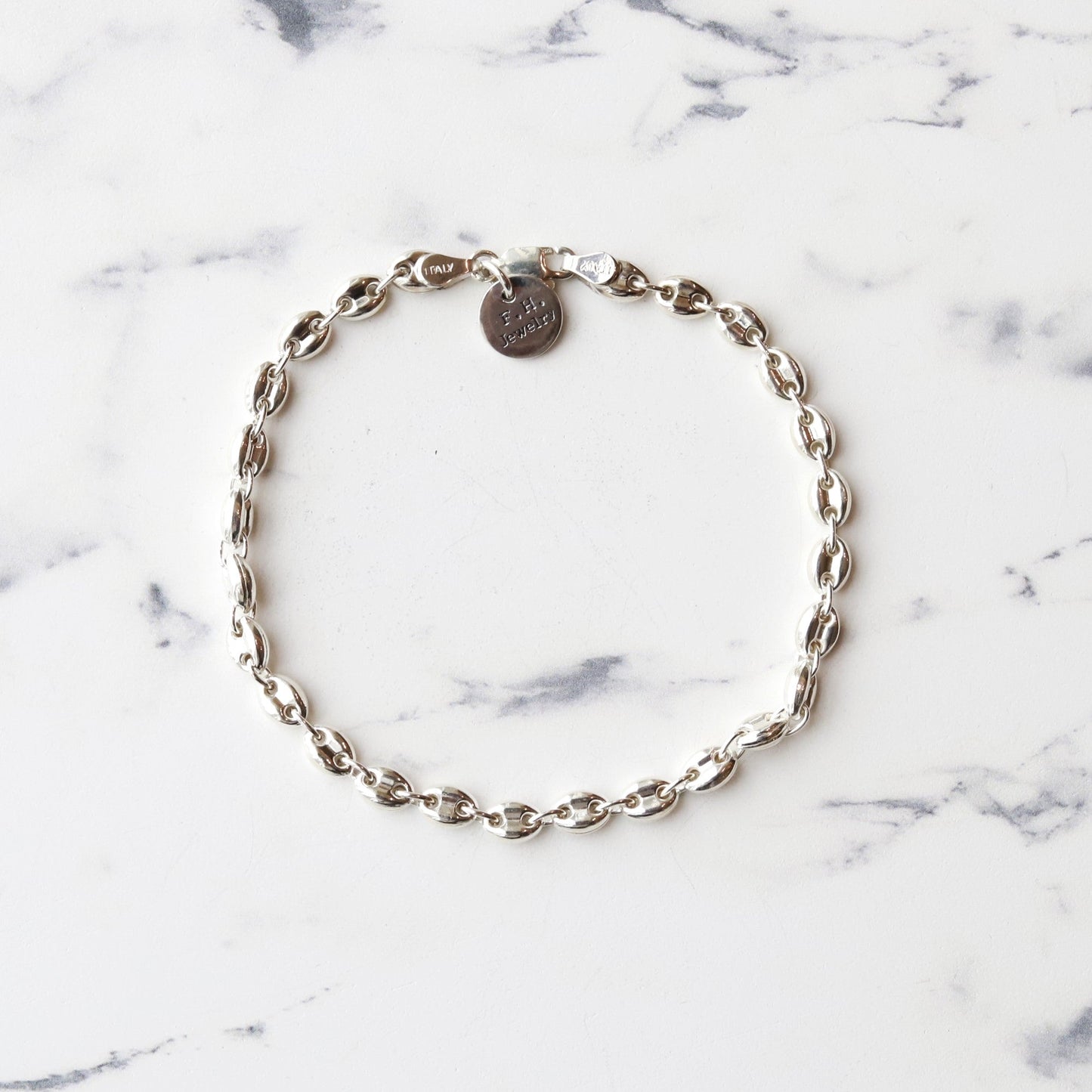 【コーデを仕上げる1本】F.H. シルバーブレスレット（オーバルアンカーチェーン）：#B036-19cm