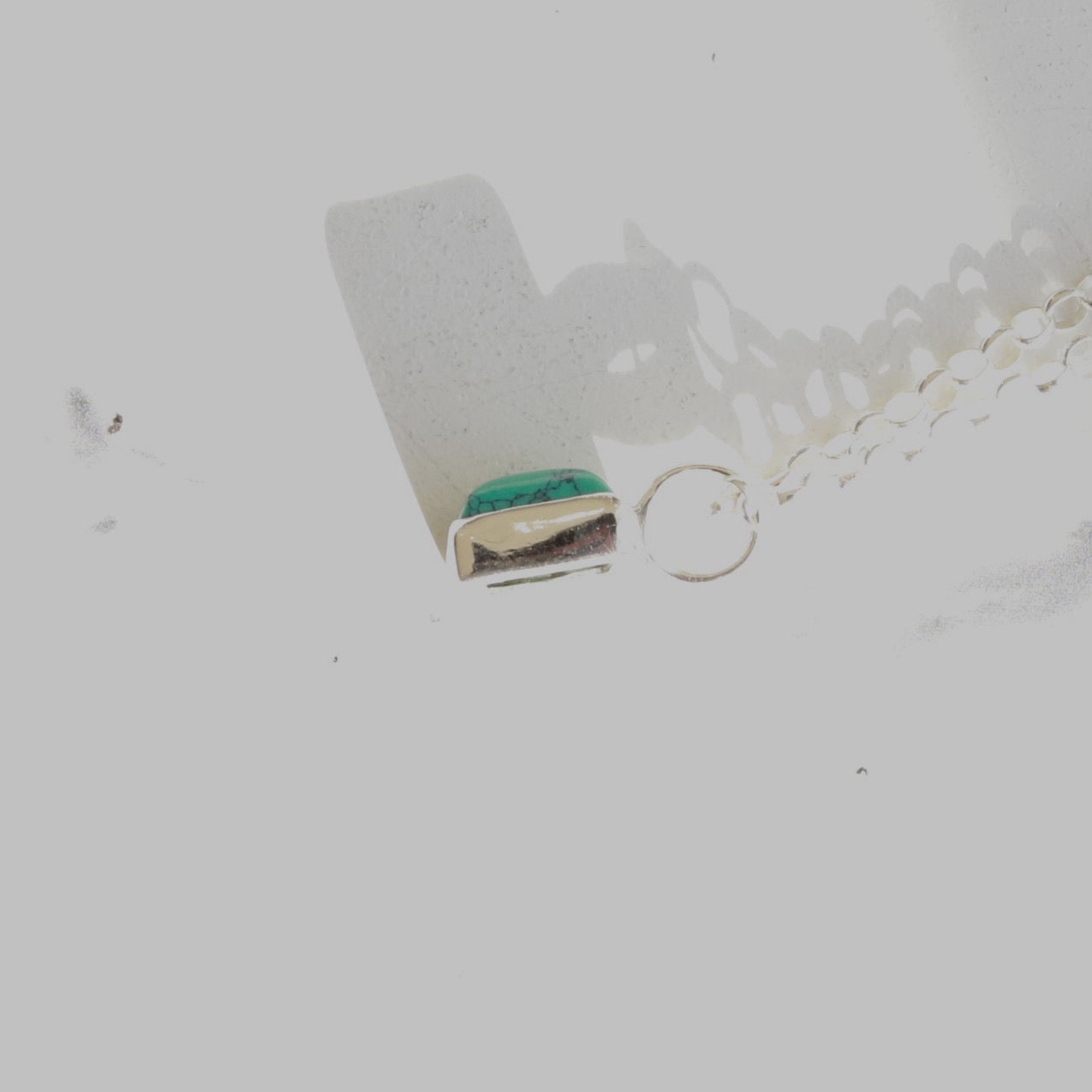 F.H. シルバーネックレス（レクタングルターコイズ ペンダント）：＃N041-TQ-50cm