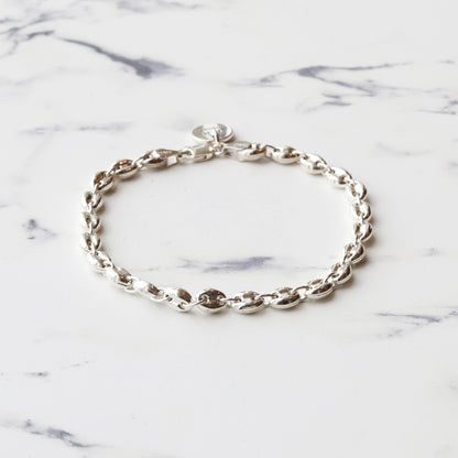 【手首回り大きい方に】F.H. シルバーブレスレット（オーバルアンカーチェーン）：#B036-21cm