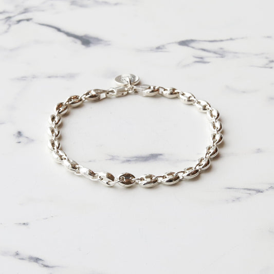 【手首回り大きい方に】F.H. シルバーブレスレット（オーバルアンカーチェーン）：#B036-21cm