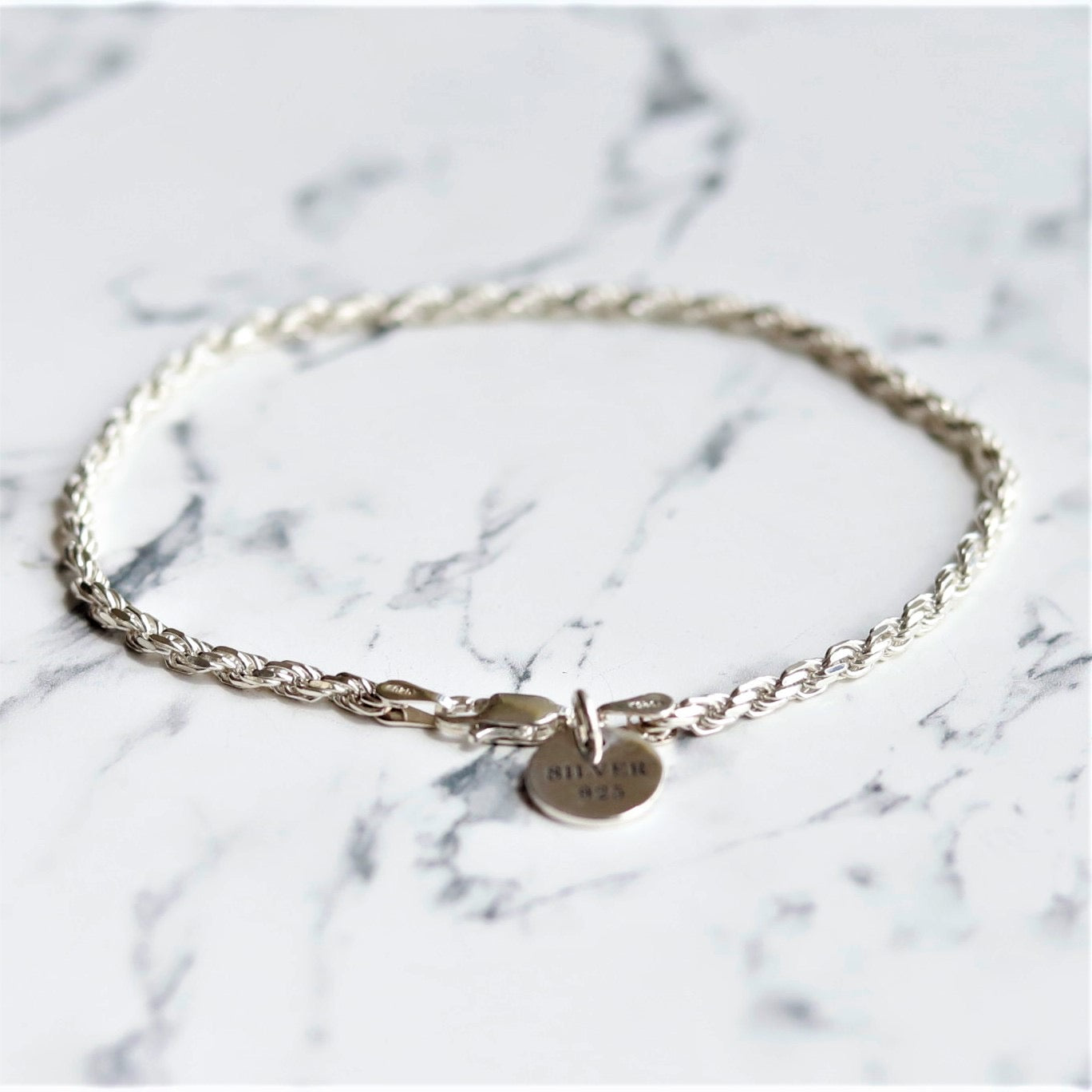 【手首周り大きめの方に】F.H. シルバーブレスレット（ロープチェーン 2.5mm）：#B026-21cm