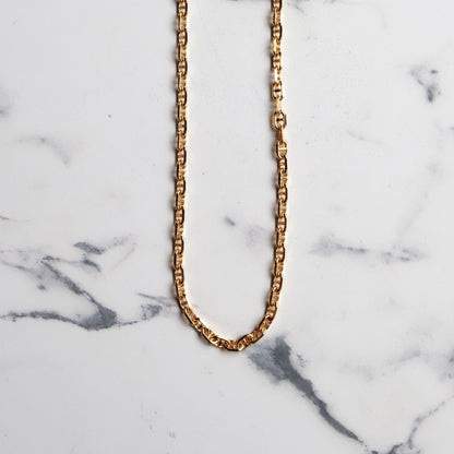 F.H. シルバーネックレス（アンカーチェーン ゴールドコーティング 3mm）：＃N018GP-45cm