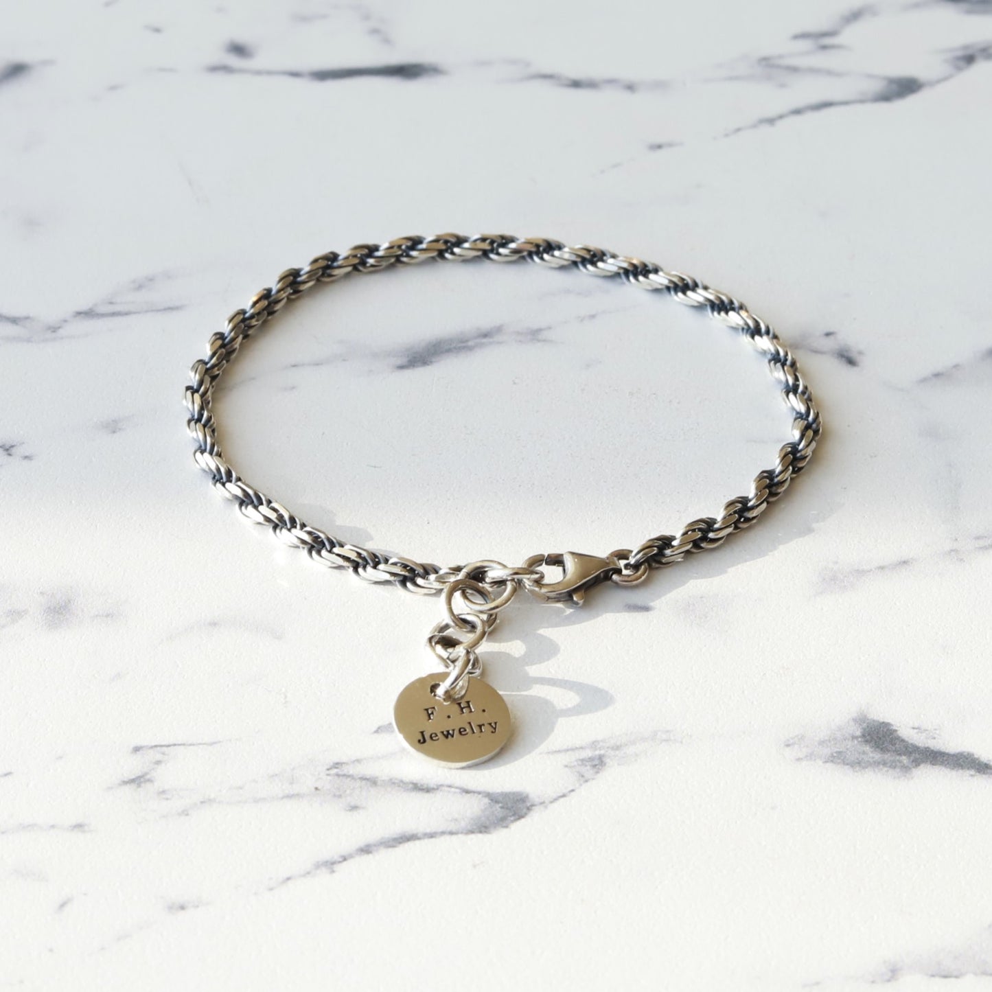 F.H. シルバーブレスレット（ロープチェーン 2.5mm）：#B002-18cm+2cm