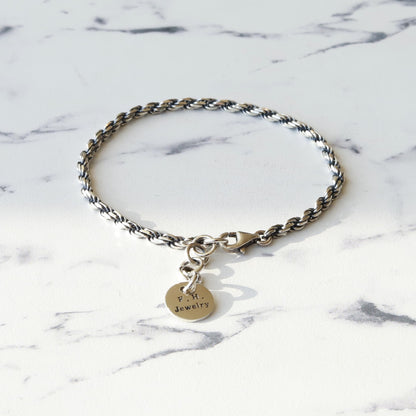 F.H. シルバーブレスレット（ロープチェーン 2.5mm）：#B002-18cm+2cm