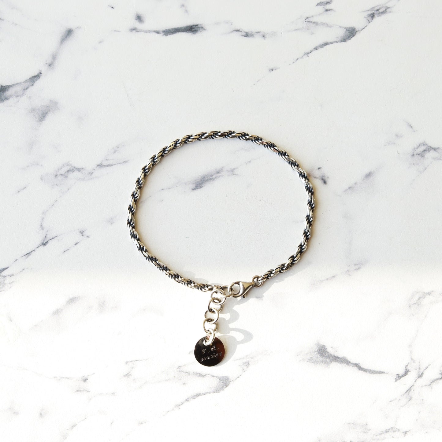 F.H. シルバーブレスレット（ロープチェーン 2.5mm）：#B002-18cm+2cm