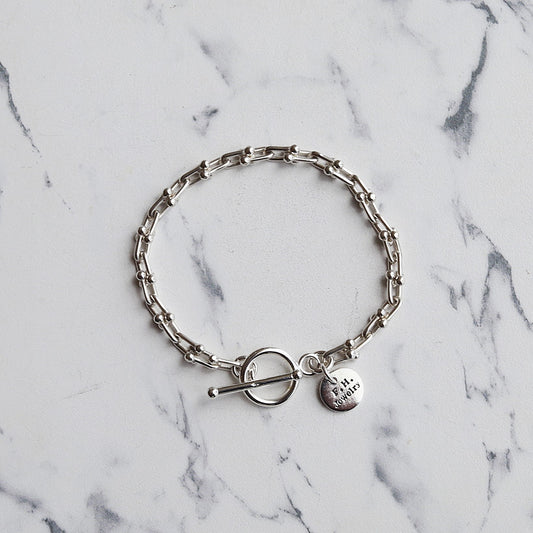 F.H. シルバーブレスレット（Uリンクチェーン 3mm）：#B009-17cm