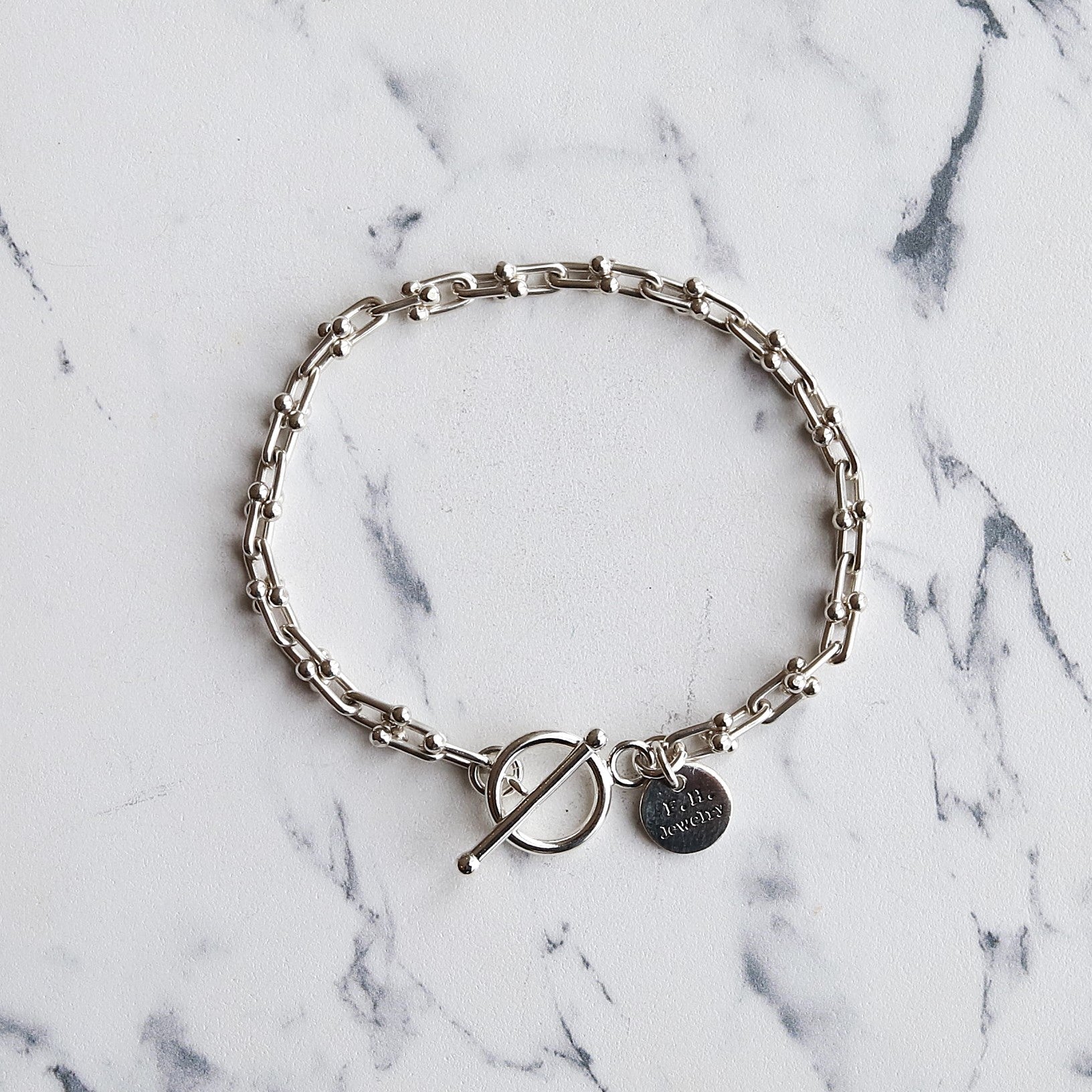 F.H. シルバーブレスレット（Uリンクチェーン 3mm）：#B009-19cm