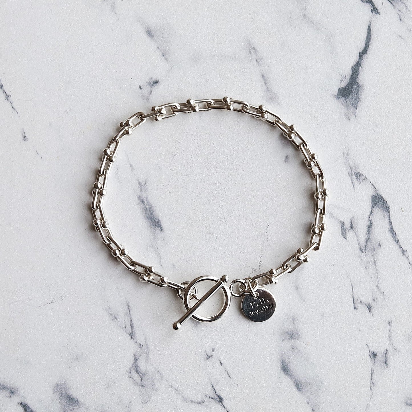 【手元に馴染むしなやかなフォルム】F.H. シルバーブレスレット（Uリンクチェーン 3mm）：#B009-19cm