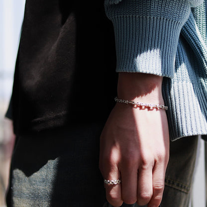 【手元に馴染むしなやかなフォルム】F.H. シルバーブレスレット（Uリンクチェーン 3mm）：#B009-19cm