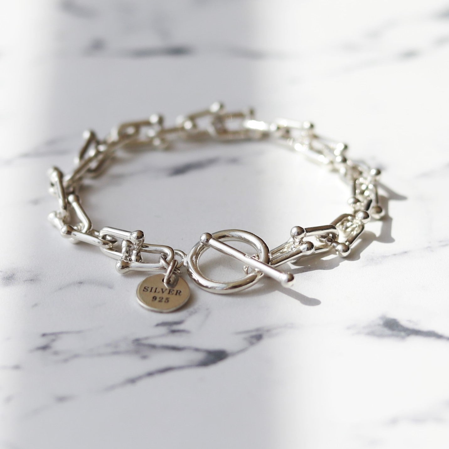 【手元でさりげなく差がつく一本】F.H. シルバーブレスレット（Uリンクチェーン 6mm）：#B010- 19cm