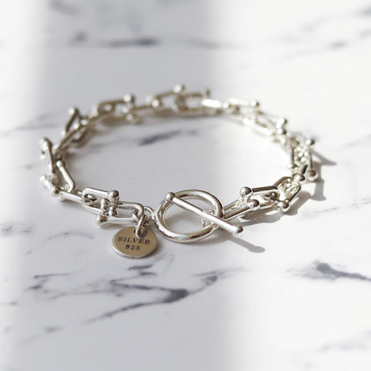 【手元でさりげなく差がつく一本】F.H. シルバーブレスレット（Uリンクチェーン 6mm）：#B010- 19cm