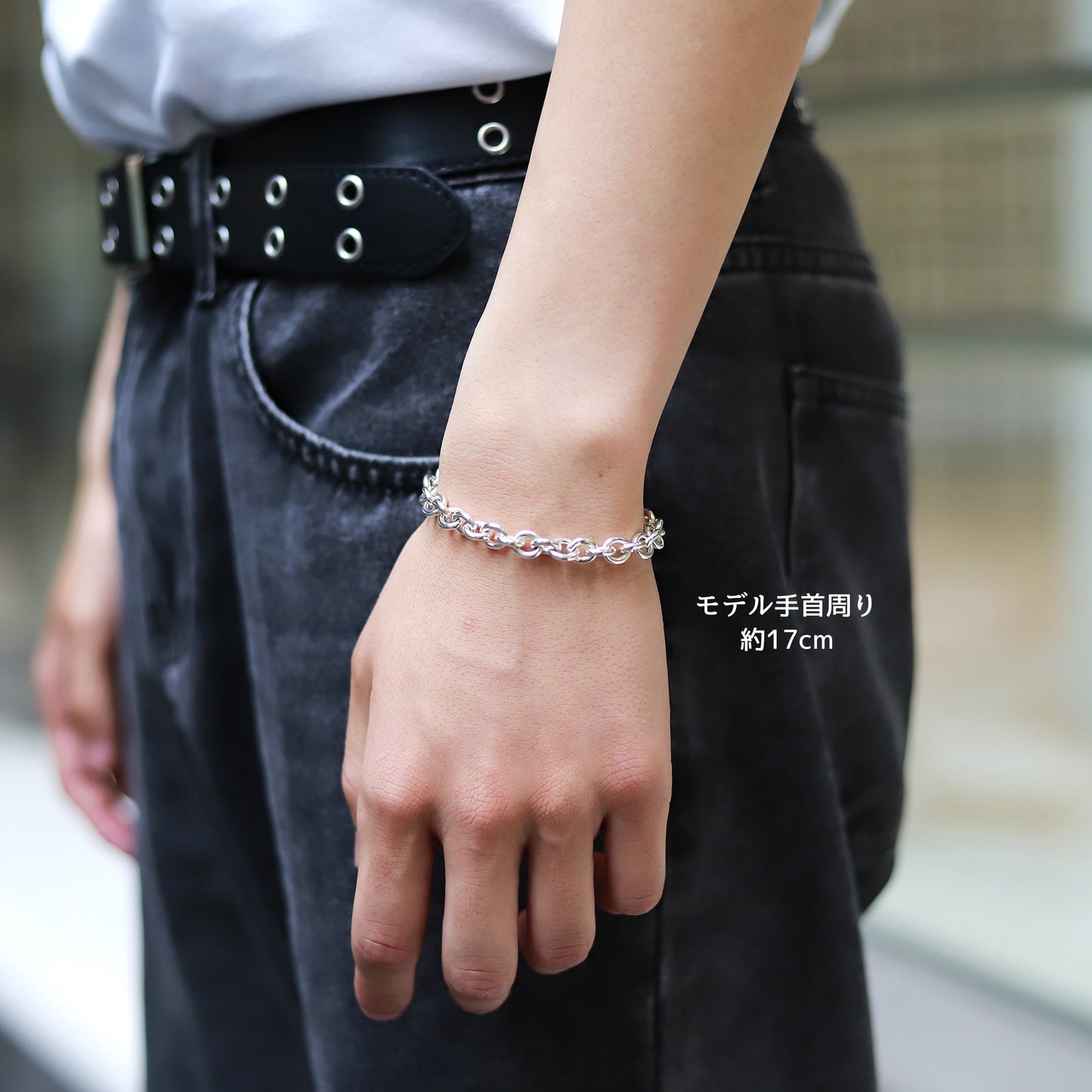 【使うほどに深まる風合い】F.H. シルバーブレスレット（サークルリンクチェーン 7mm）：#B012-19cm