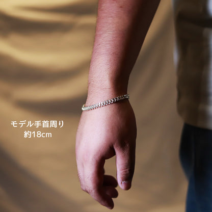【手首回り大きい方に】F.H. シルバーブレスレット（喜平チェーン 5.5mm）：#B015-21cm
