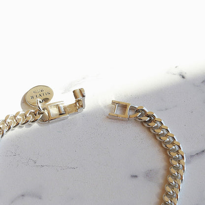 【手首回り大きい方に】F.H. シルバーブレスレット（喜平チェーン 5.5mm）：#B015-21cm