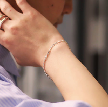 【ブランド人気No.1ブレスレット】F.H.シルバーブレスレット（アンカーチェーン 3mm）： #B016-19cm