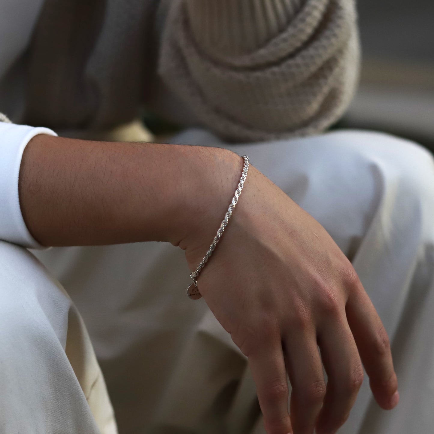 【大人の手元にちょうどいい1本】F.H. シルバーブレスレット（ロープチェーン 2.5mm）：#B026-19cm